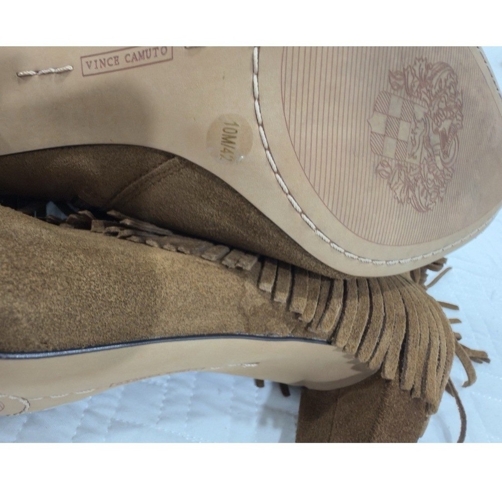 Vince Camuto Women Brown Suede Fringe Ankle Boots Pointed Toe Stiletto Heel 10M - Picture 5 of 8